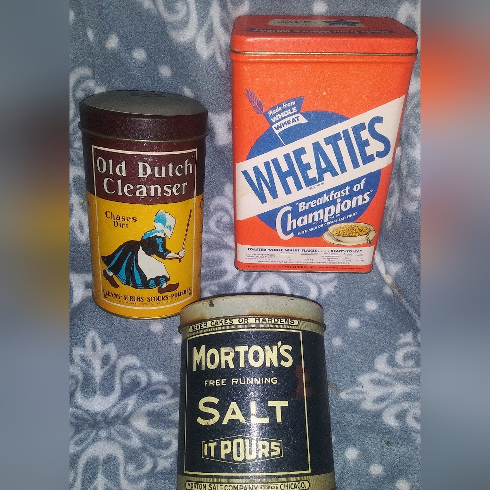 3 Vintage reproduction tins see ad